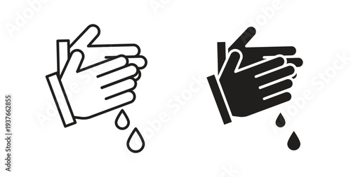 Handwashing icon, Outline Symbol Illustration, Editable Stroke perfect for logos and more