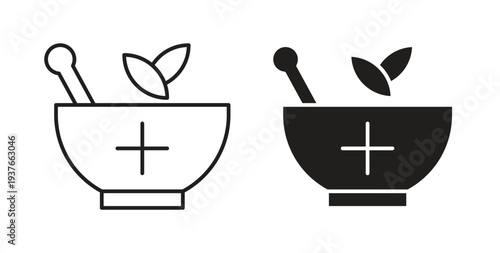 Herbal medicine icon, Outline Symbol Illustration, Editable Stroke perfect for logos and more