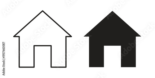 Home icon, Outline Symbol Illustration, Editable Stroke perfect for logos and more