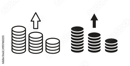 Income icon, Outline Symbol Illustration, Editable Stroke perfect for logos and more