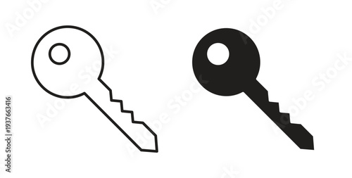 key icon, Outline Symbol Illustration, Editable Stroke perfect for logos and more