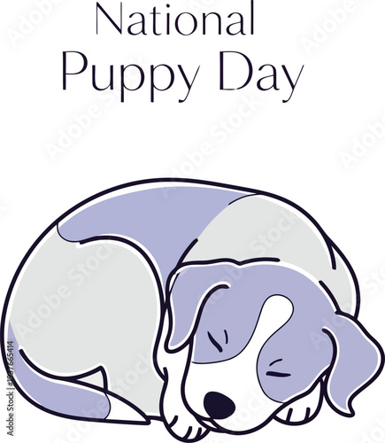 Cute Sleeping Puppy Illustration for National Puppy Day Celebration, Pet Adoption Awareness Art