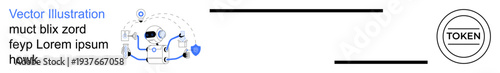 Blockchain technology, cryptocurrency, secure data, digital transactions, decentralized finance, token ownership. blockchain network and token symbol. Blockchain technology and cryptocurrency concept