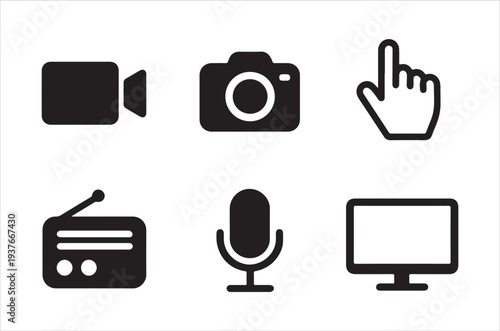 collection of icons for media and technology
