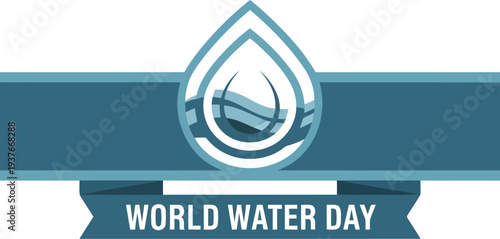 World Water Day banner with blue drop symbol and clean water conservation message