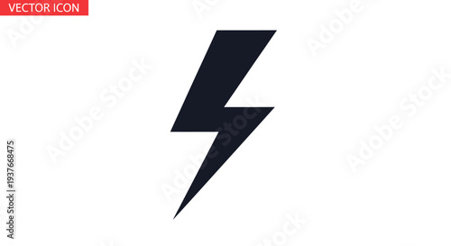 Bold black lightning bolt symbol on white background for energy concepts