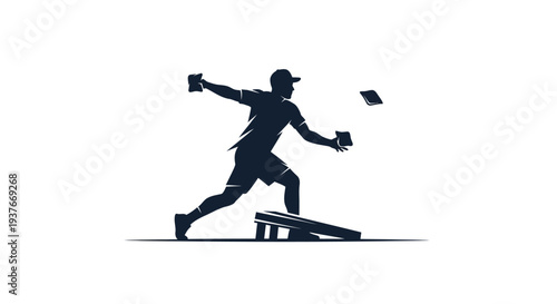 Silhouette of a person playing cornhole sports and recreation concept
