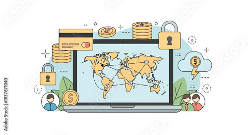Global Network Security and Online Transactions on Laptop
