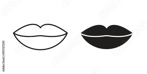 Lips icon, Outline Symbol Illustration, Editable Stroke perfect for logos and more