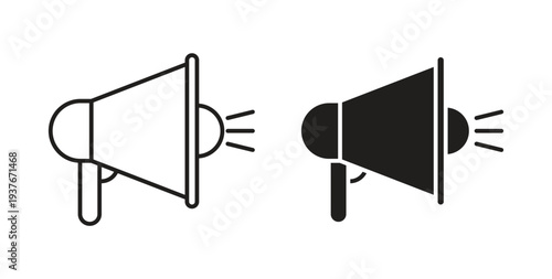 Loud Speaker icon, Outline Symbol Illustration, Editable Stroke perfect for logos and more