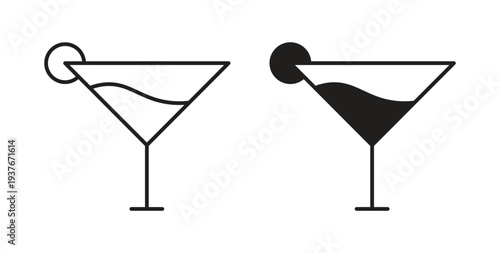 Martini glass icon, Outline Symbol Illustration, Editable Stroke perfect for logos and more