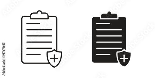 Medical insurance icon, Outline Symbol Illustration, Editable Stroke perfect for logos and more