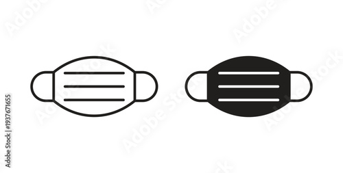 Mask icon, Outline Symbol Illustration, Editable Stroke perfect for logos and more