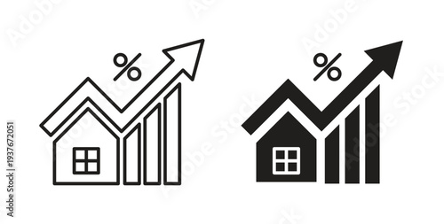 Mortgage Icon, Outline Symbol Illustration, Editable Stroke perfect for logos and more