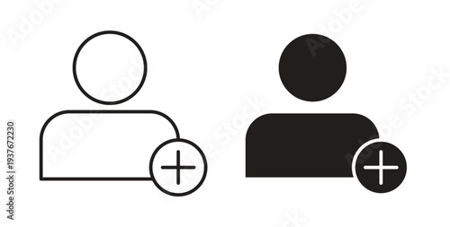 New account icon, Outline Symbol Illustration, Editable Stroke perfect for logos and more