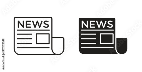 Newspaper icon, Outline Symbol Illustration, Editable Stroke perfect for logos and more