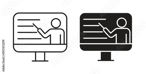Online course icon, Outline Symbol Illustration, Editable Stroke perfect for logos and more