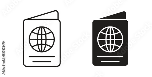Passport icon, Outline Symbol Illustration, Editable Stroke perfect for logos and more