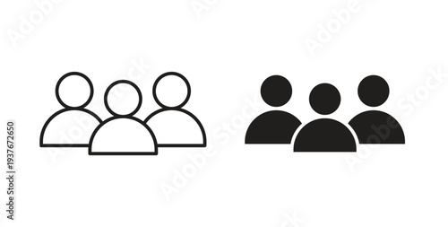 People group icon, Outline Symbol Illustration, Editable Stroke perfect for logos and more