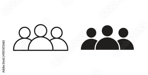 people icon, Outline Symbol Illustration, Editable Stroke perfect for logos and more