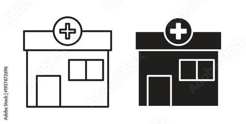 Pharmacy icon, Outline Symbol Illustration, Editable Stroke perfect for logos and more