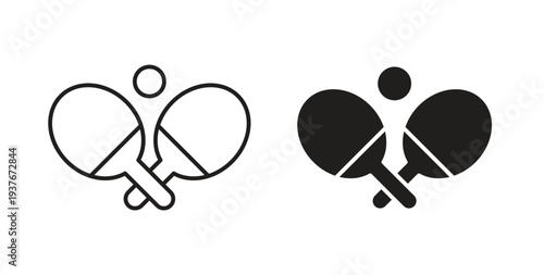 Ping pong icon, Outline Symbol Illustration, Editable Stroke perfect for logos and more