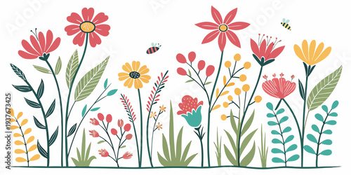 A colorful floral arrangement with various flowers Vector