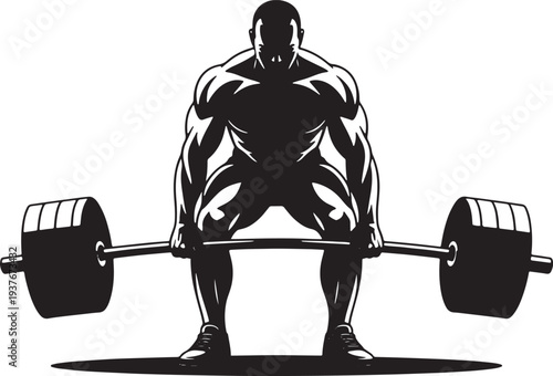 Muscular Bodybuilder Lifting Heavy Barbell Isolated on Transparent Background. Athletic Man Doing Biceps Curls with Barbell, Strength Training Workout, Isolated PNG Cutout