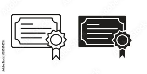 Qualification icon, Outline Symbol Illustration, Editable Stroke perfect for logos and more