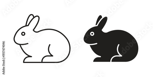 Rabbit icon, Outline Symbol Illustration, Editable Stroke perfect for logos and more