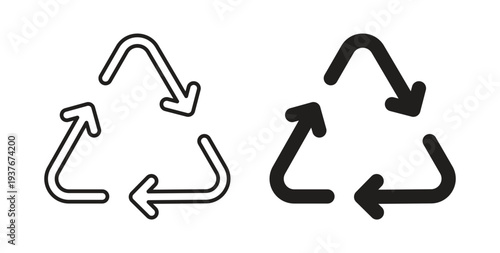 Recycling icon, Outline Symbol Illustration, Editable Stroke perfect for logos and more
