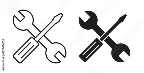 Repair icon, Outline Symbol Illustration, Editable Stroke perfect for logos and more