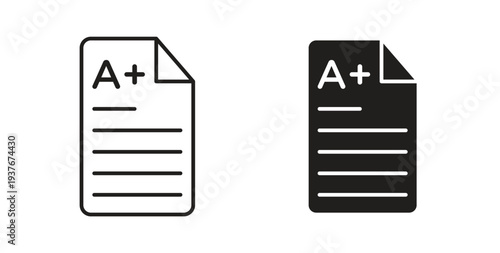 Report card icon, Outline Symbol Illustration, Editable Stroke perfect for logos and more