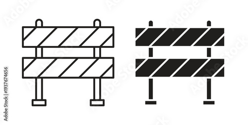 Roadblock icon, Outline Symbol Illustration, Editable Stroke perfect for logos and more