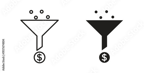 Sales funnel icon, Outline Symbol Illustration, Editable Stroke perfect for logos and more
