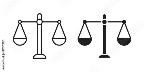 Scales of justice icon, Outline Symbol Illustration, Editable Stroke perfect for logos and more