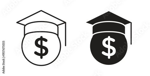 Scholarship icon, Outline Symbol Illustration, Editable Stroke perfect for logos and more