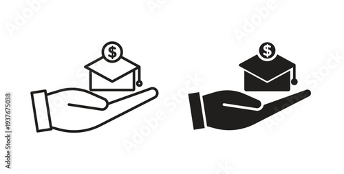 Scholarship fund icon, Outline Symbol Illustration, Editable Stroke perfect for logos and more