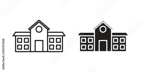 school icon, Outline Symbol Illustration, Editable Stroke perfect for logos and more