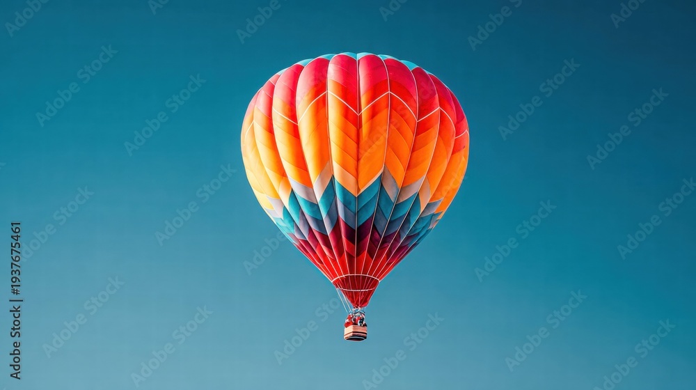 Obraz premium Colorful hot air balloon soaring against a clear blue sky