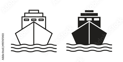Ship icon, Outline Symbol Illustration, Editable Stroke perfect for logos and more