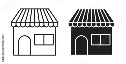 Shop icon, Outline Symbol Illustration, Editable Stroke perfect for logos and more