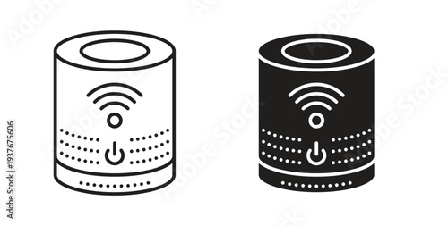 Smart speaker icon, Outline Symbol Illustration, Editable Stroke perfect for logos and more