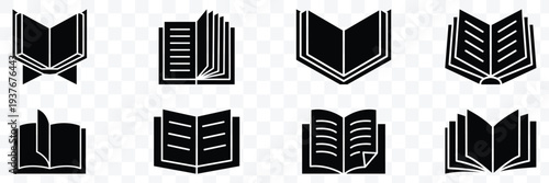 Book icon. Vector isolated book sign collection. Simple book symbol. Education sign. Vector illustration.
