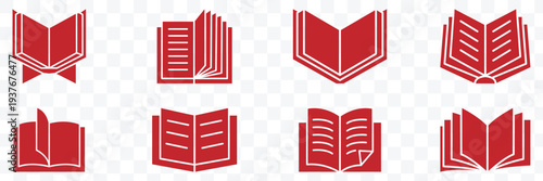 Book icon. Vector isolated book sign collection. Simple book symbol. Education sign. Vector illustration.