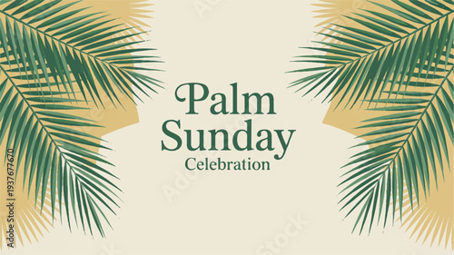 Palm sunday celebration with green palm leaves on beige background symbolizing faith and spirituality