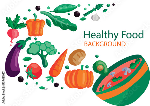 Cute vegetable and frame fruit for healthy food promotion vector