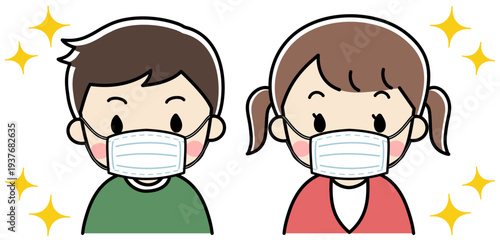 マスクをして予防するイラスト