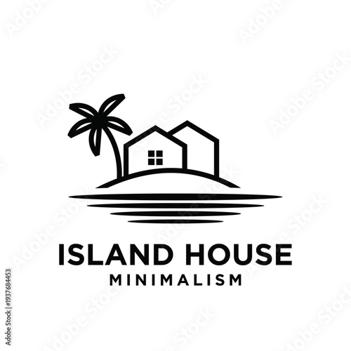 Minimalist Island House Logo for Real Estate, Travel, and Vacation Rentals