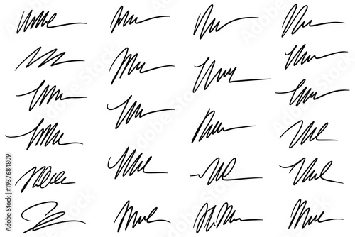 Handwritten signature set with realistic autograph signatures